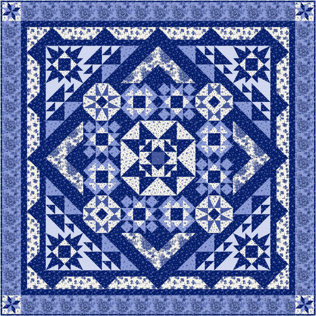 Blue on Blue Block of the Month Pattern #409