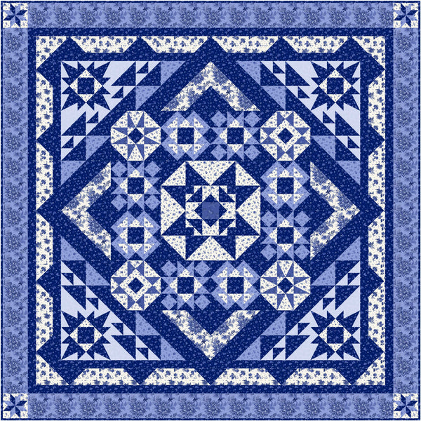 Blue on Blue Block of the Month Pattern #409