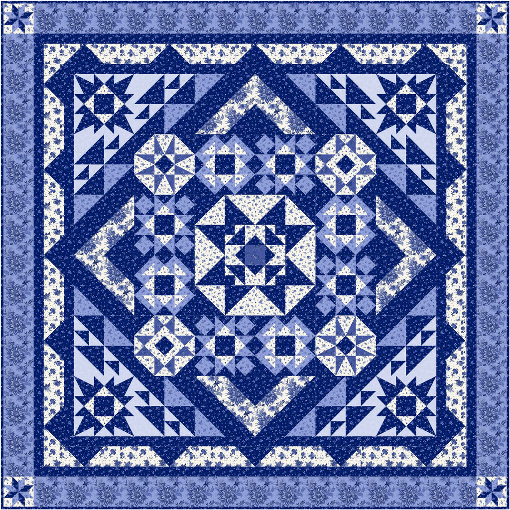 Blue on Blue Block of the Month Pattern #409